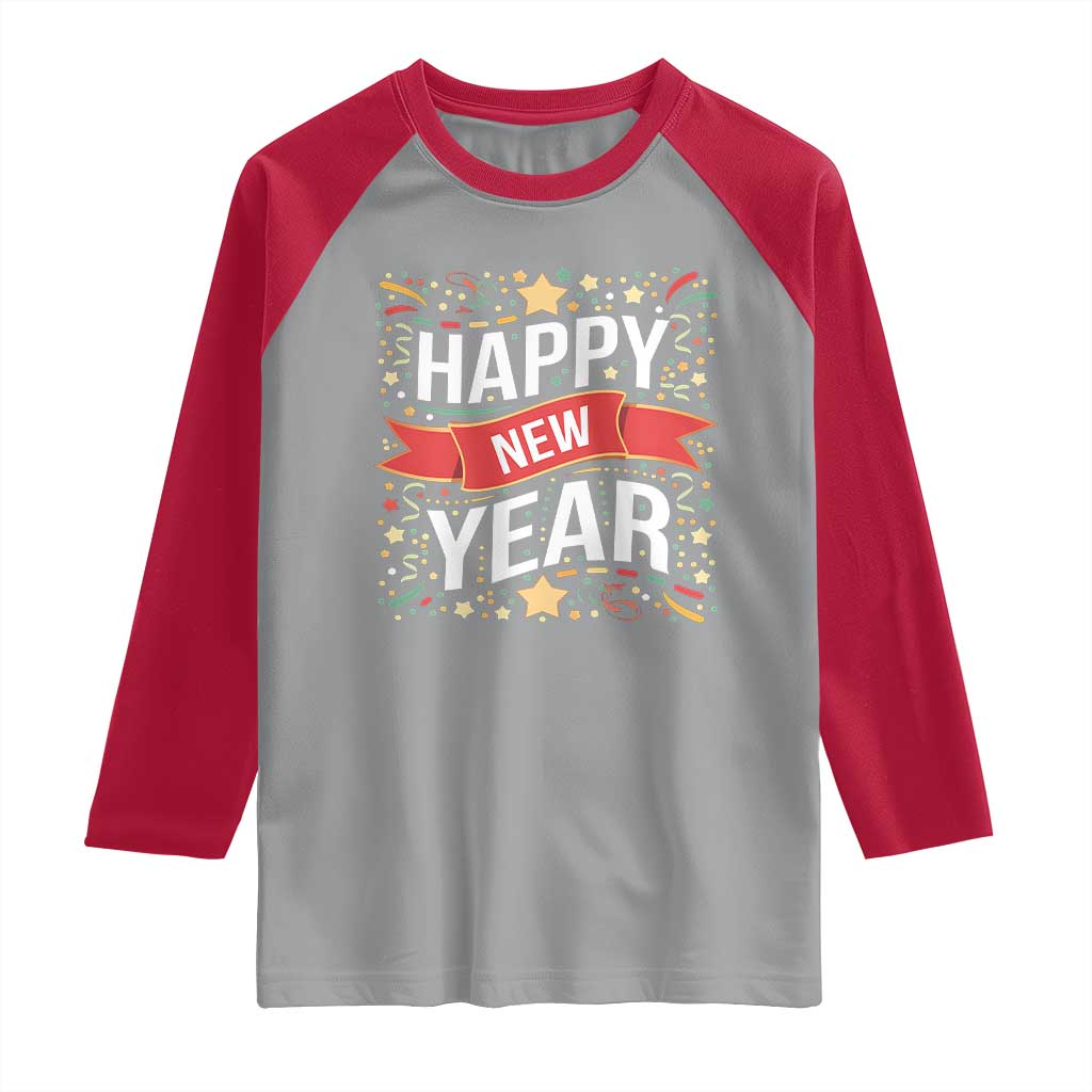 Happy New Year 2025 Raglan Shirt Confetti Fireworks Party Supplies Family Matching