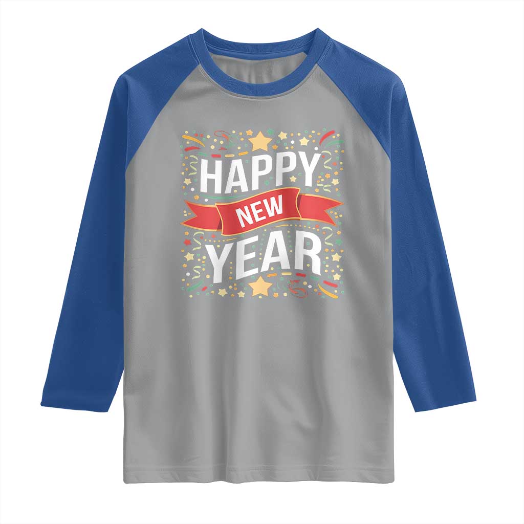 Happy New Year 2025 Raglan Shirt Confetti Fireworks Party Supplies Family Matching