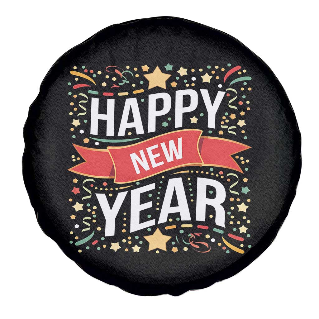 Happy New Year 2025 Spare Tire Cover Confetti Fireworks Party Supplies Family Matching