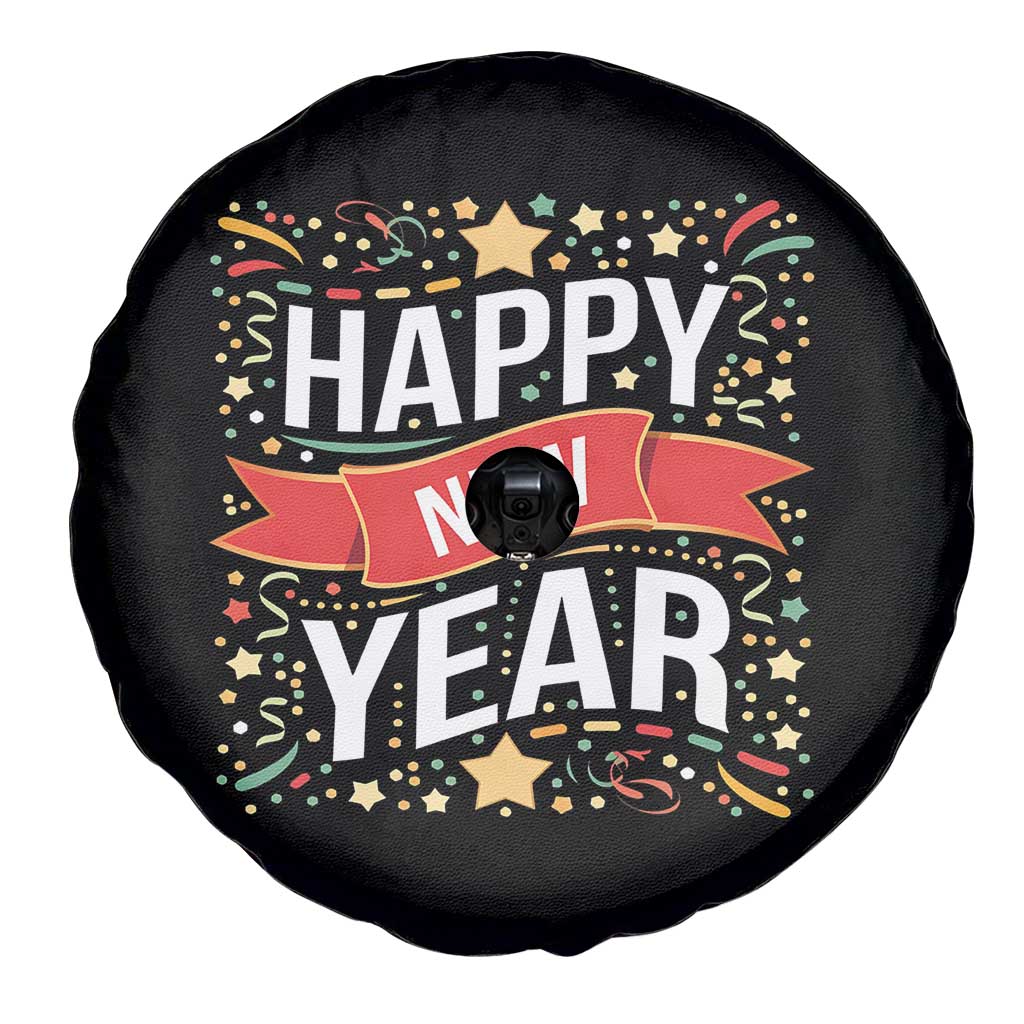 Happy New Year 2025 Spare Tire Cover Confetti Fireworks Party Supplies Family Matching