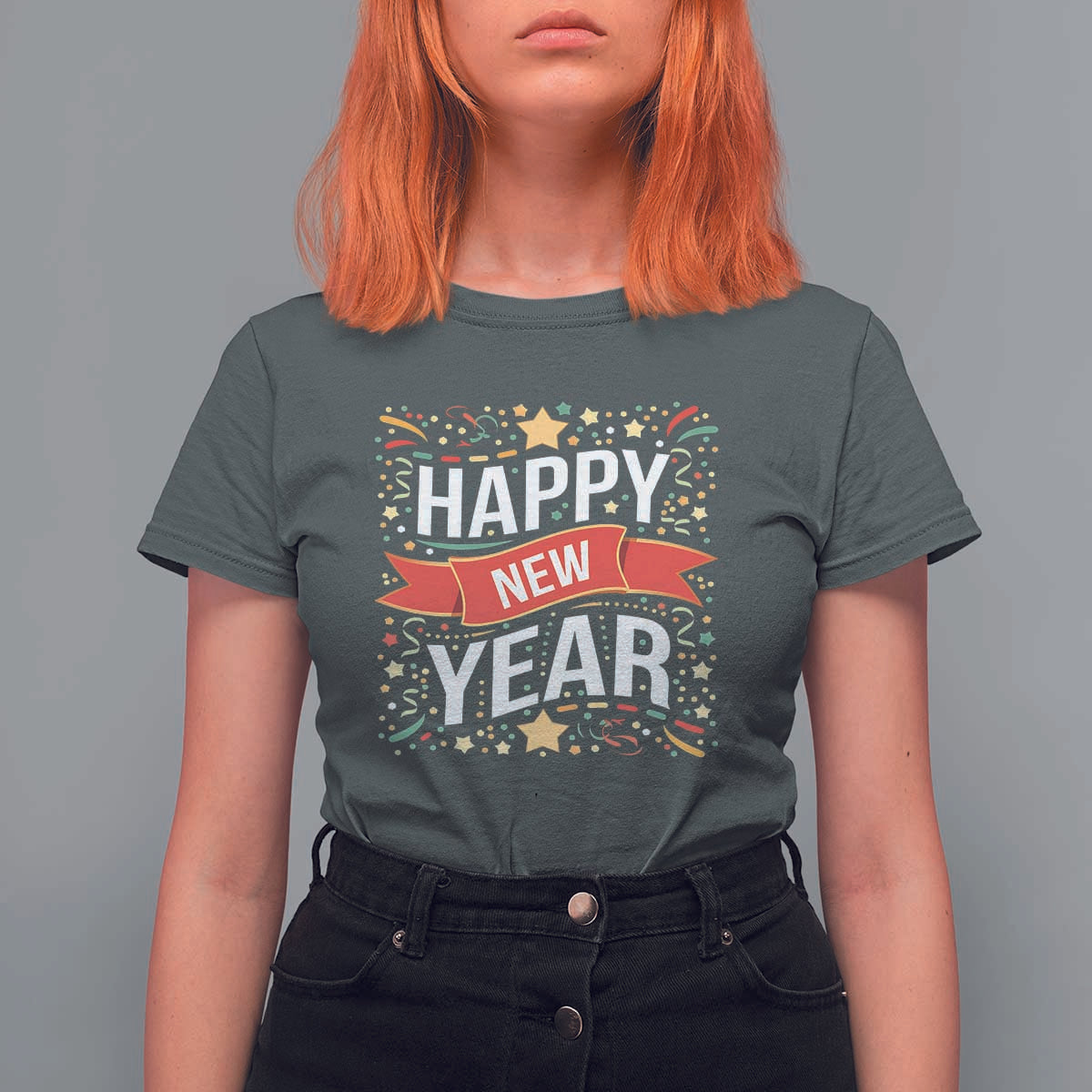 Happy New Year 2025 T Shirt For Women Confetti Fireworks Party Supplies Family Matching - Wonder Print Shop