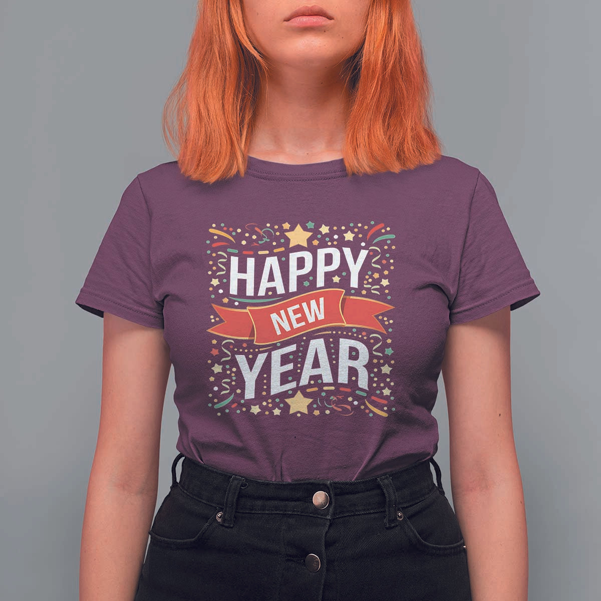 Happy New Year 2025 T Shirt For Women Confetti Fireworks Party Supplies Family Matching - Wonder Print Shop