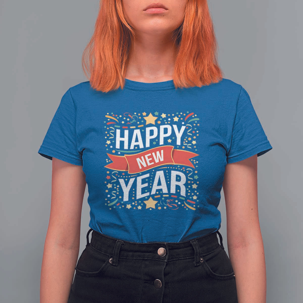 Happy New Year 2025 T Shirt For Women Confetti Fireworks Party Supplies Family Matching - Wonder Print Shop