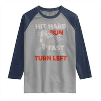 Baseball Lover Raglan Shirt Hit Hard Run Fast Turn Left Softball Fan