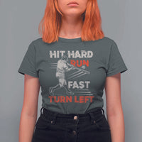 Baseball Lover T Shirt For Women Hit Hard Run Fast Turn Left Softball Fan