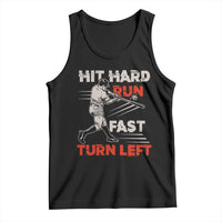 Baseball Lover Tank Top Hit Hard Run Fast Turn Left Softball Fan
