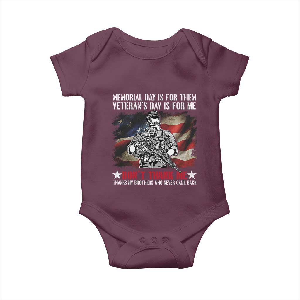 Patriotic Memorial Day Baby Onesie Remember Our Heroes Veterans Brothers American Flag