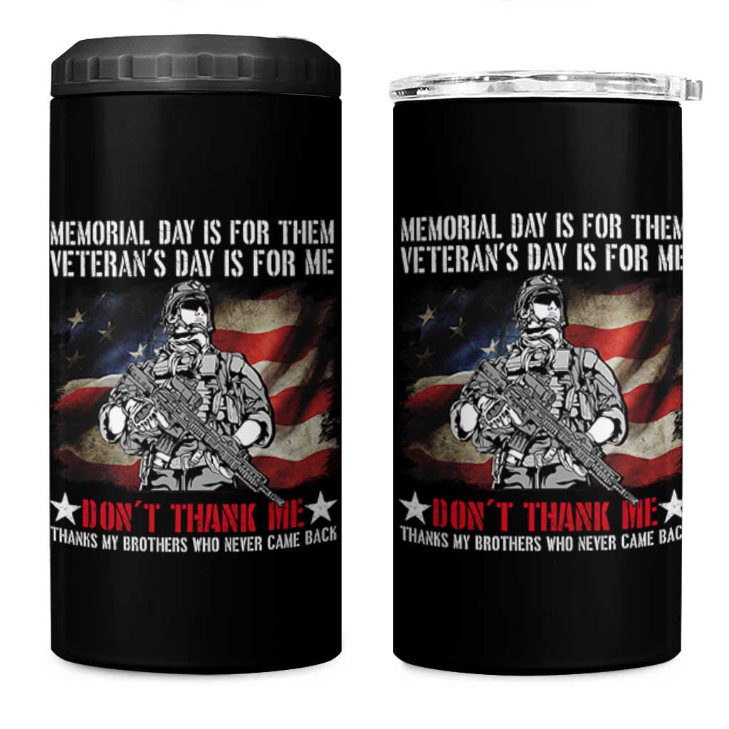 Patriotic Memorial Day 4 in 1 Can Cooler Tumbler Remember Our Heroes Veterans Brothers American Flag