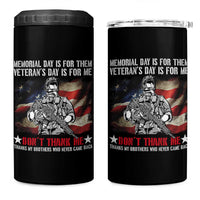 Patriotic Memorial Day 4 in 1 Can Cooler Tumbler Remember Our Heroes Veterans Brothers American Flag