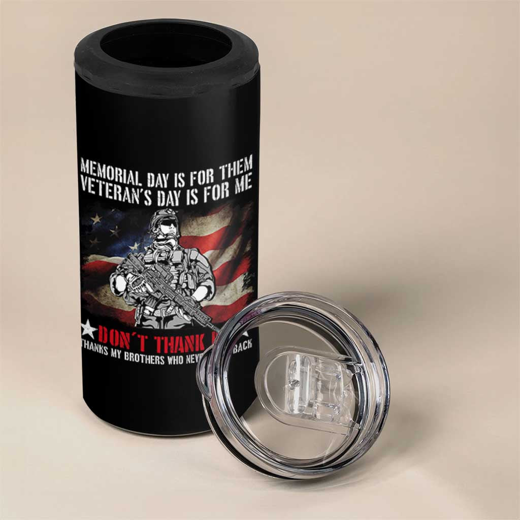 Patriotic Memorial Day 4 in 1 Can Cooler Tumbler Remember Our Heroes Veterans Brothers American Flag