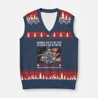 Patriotic Memorial Day V-Neck Knit Sweater Vest Remember Our Heroes Veterans Brothers American Flag - Wonder Print Shop