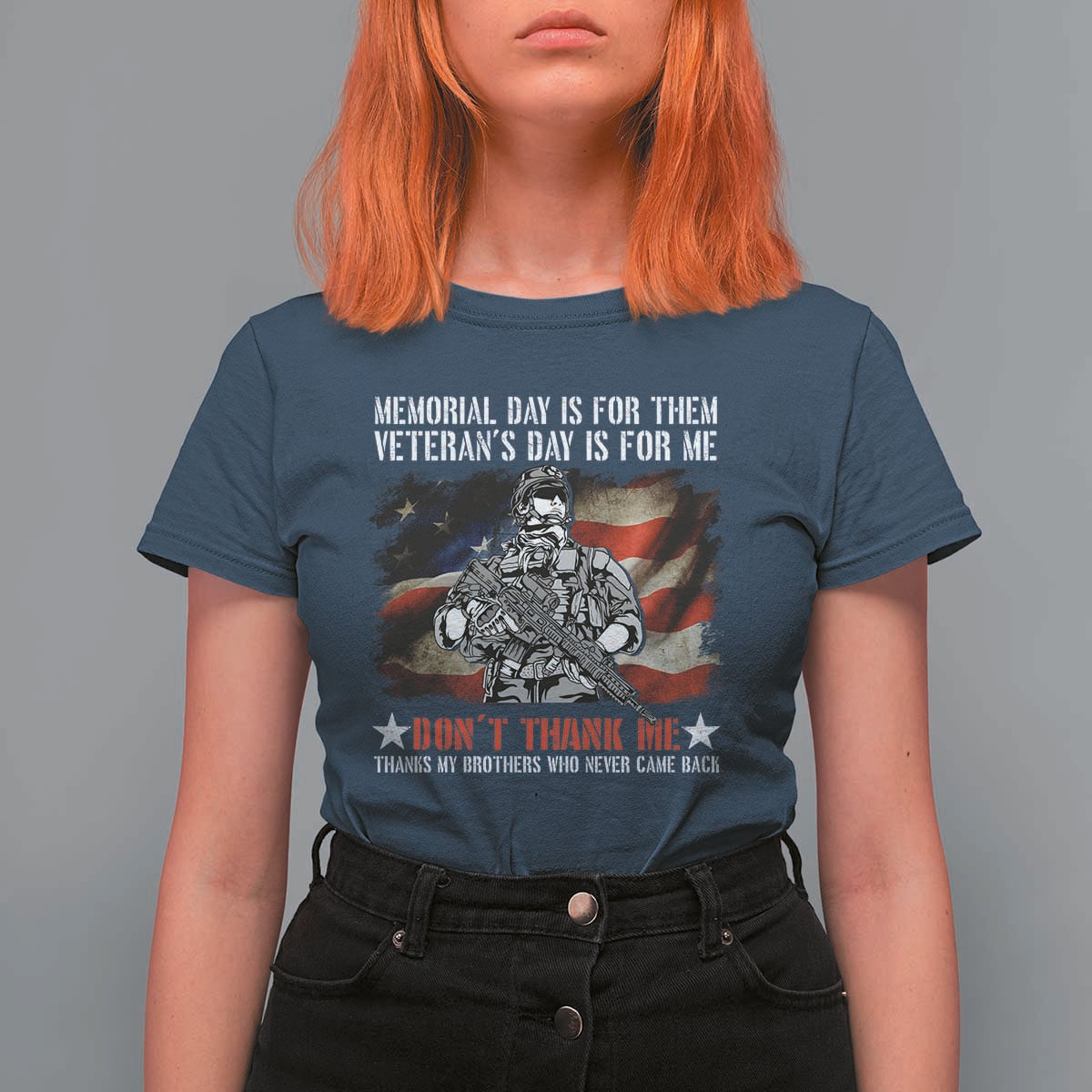 Patriotic Memorial Day T Shirt For Women Remember Our Heroes Veterans Brothers American Flag