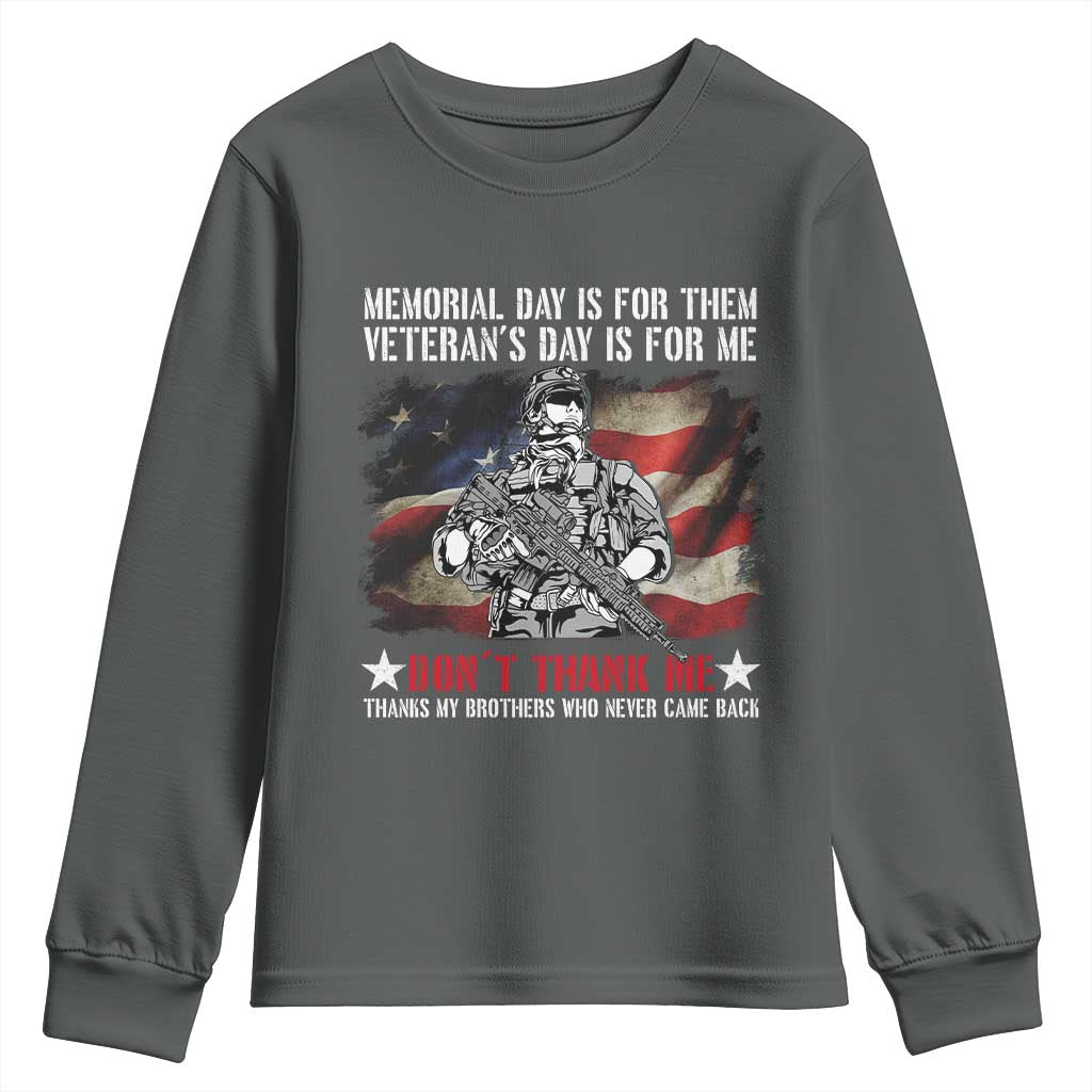Patriotic Memorial Day Youth Sweatshirt Remember Our Heroes Veterans Brothers American Flag
