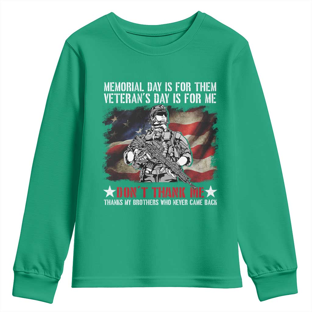 Patriotic Memorial Day Youth Sweatshirt Remember Our Heroes Veterans Brothers American Flag