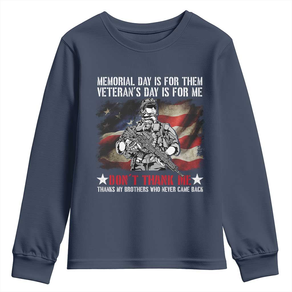 Patriotic Memorial Day Youth Sweatshirt Remember Our Heroes Veterans Brothers American Flag