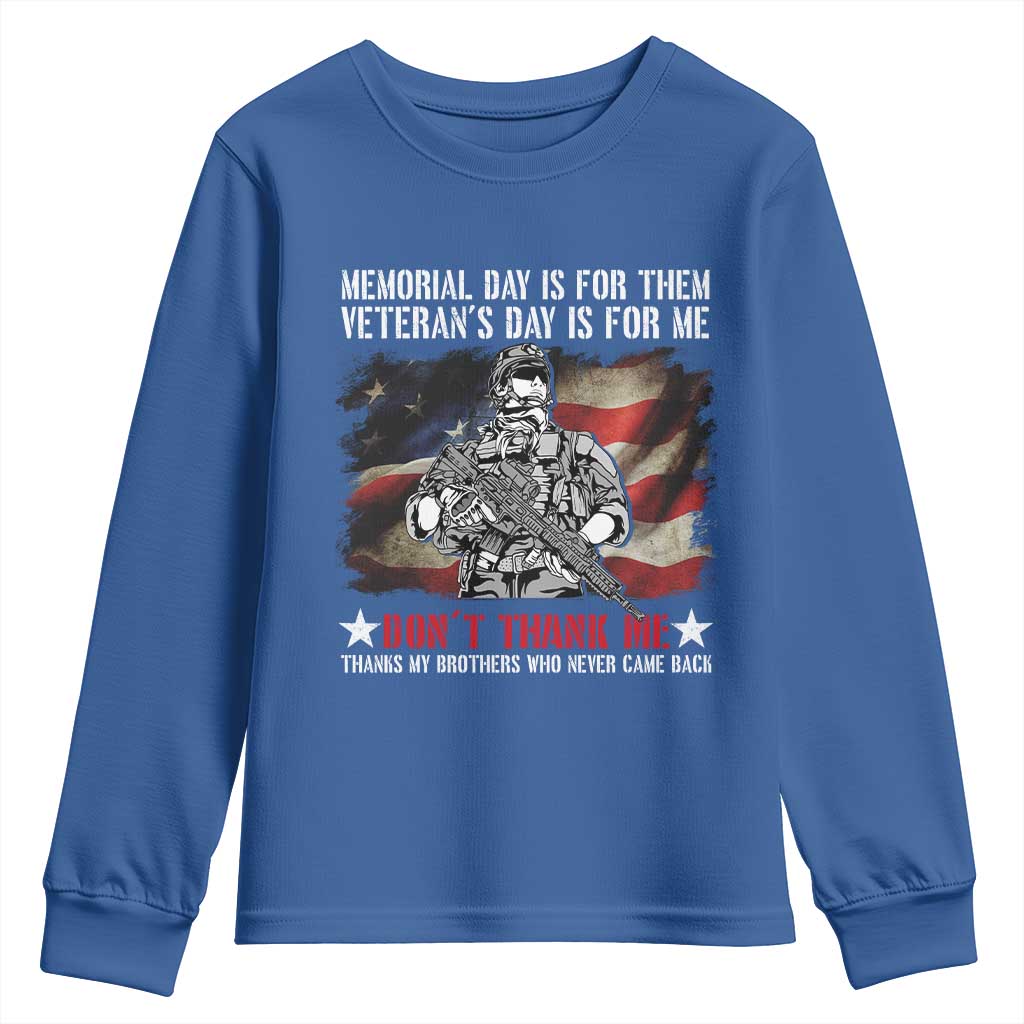 Patriotic Memorial Day Youth Sweatshirt Remember Our Heroes Veterans Brothers American Flag