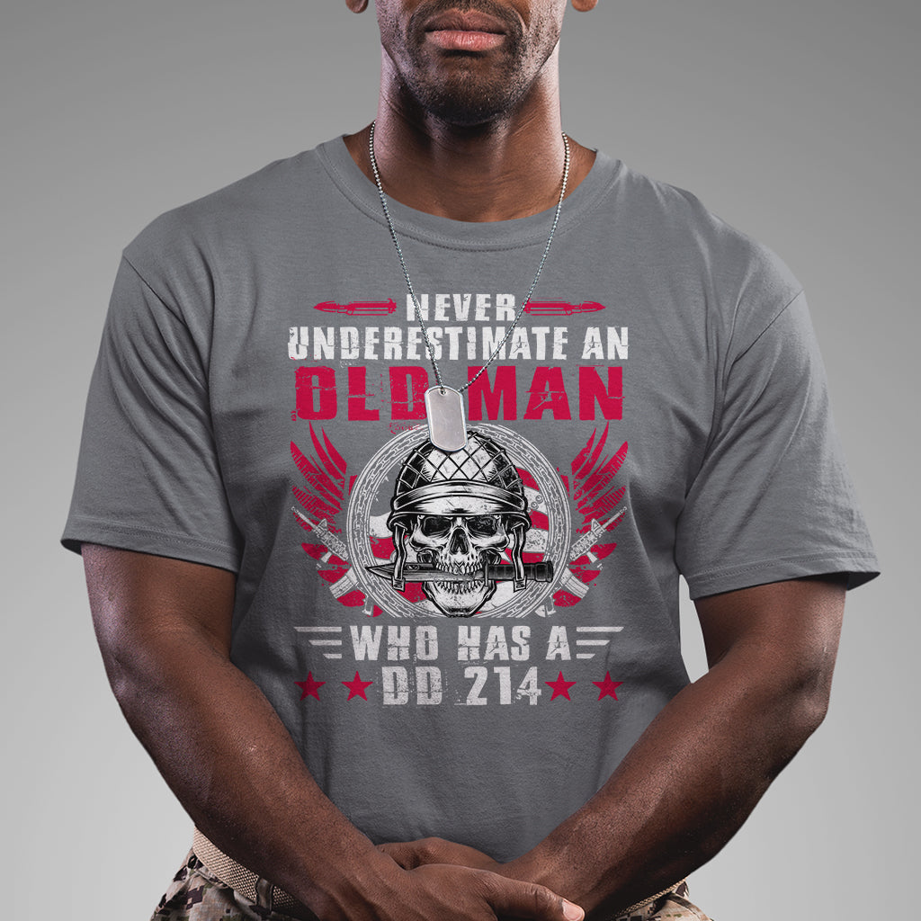 Never Underestimate An Old Man Who Has A DD214 T-Shirt for Veterans, DD214 Shirt, Patriotic Shirt, Veterans Shirt, US Military Shirt T Shirt - Wonder Print Shop
