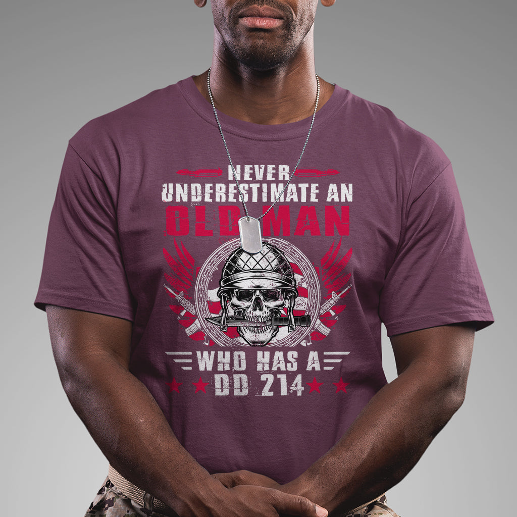 Never Underestimate An Old Man Who Has A DD214 T-Shirt for Veterans, DD214 Shirt, Patriotic Shirt, Veterans Shirt, US Military Shirt T Shirt - Wonder Print Shop