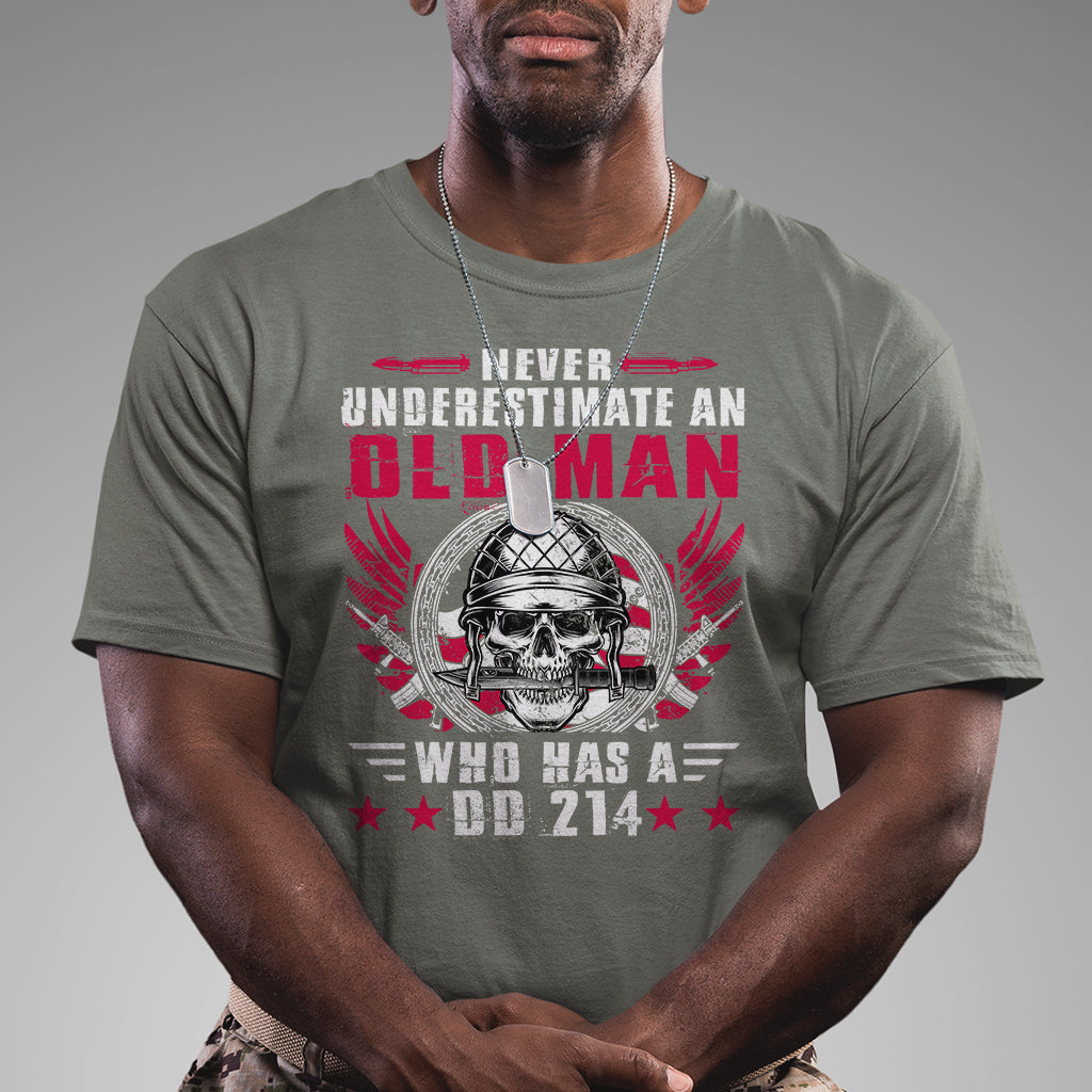 Never Underestimate An Old Man Who Has A DD214 T-Shirt for Veterans, DD214 Shirt, Patriotic Shirt, Veterans Shirt, US Military Shirt T Shirt - Wonder Print Shop