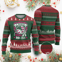 Female Veteran Ugly Christmas Sweater Never Underestimate A Woman With DD214 US Military - Wonder Print Shop