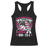 Female Veteran Racerback Tank Top Never Underestimate A Woman With DD214 US Military