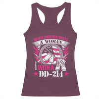 Female Veteran Racerback Tank Top Never Underestimate A Woman With DD214 US Military