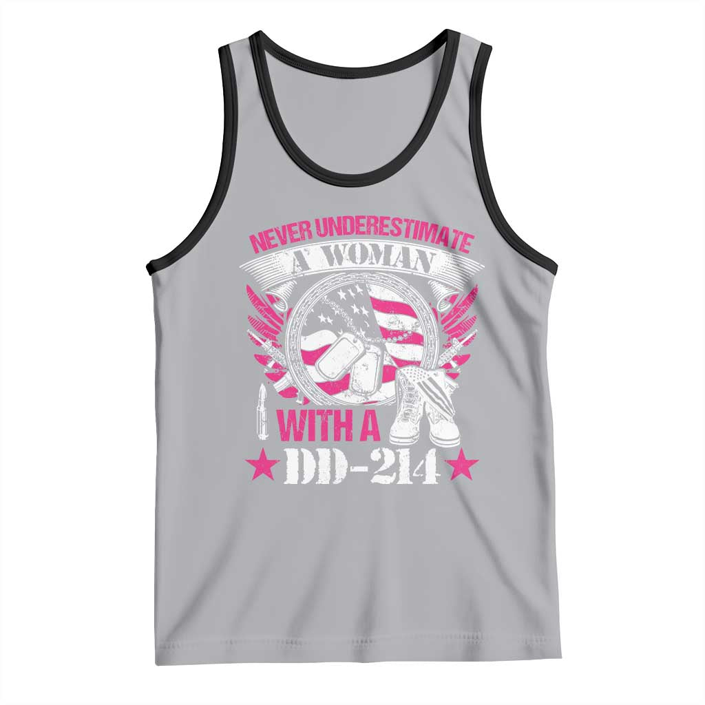 Female Veteran Tank Top Never Underestimate A Woman With DD214 US Military