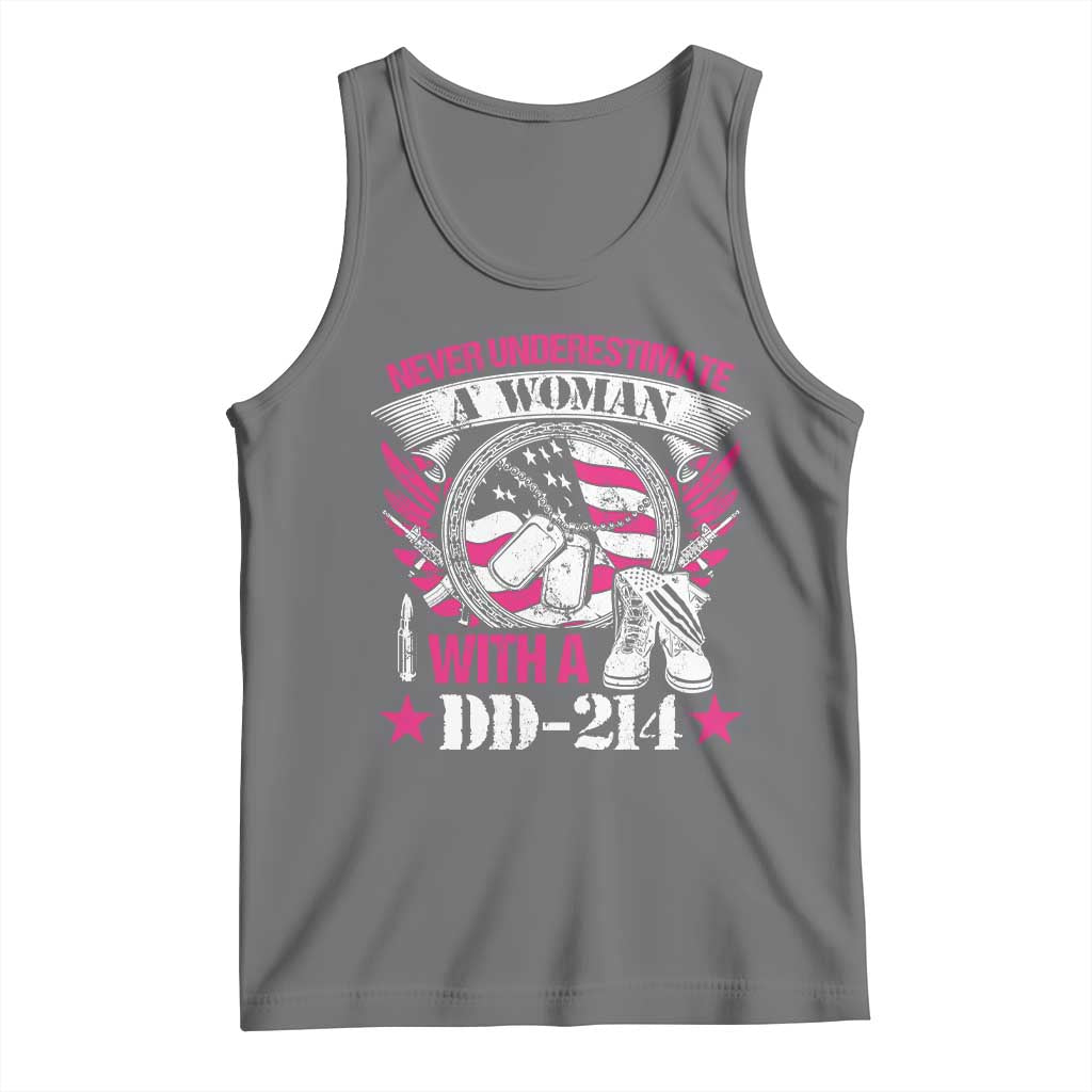 Female Veteran Tank Top Never Underestimate A Woman With DD214 US Military