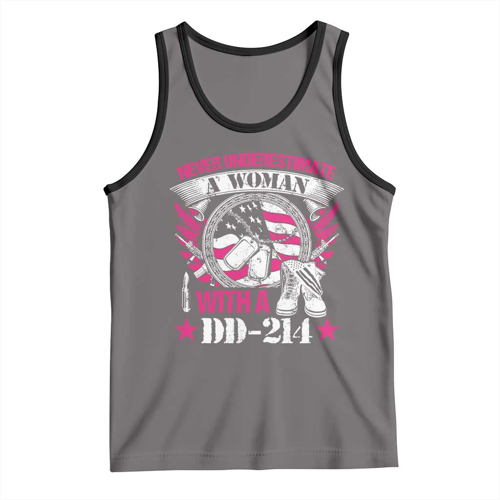 Female Veteran Tank Top Never Underestimate A Woman With DD214 US Military