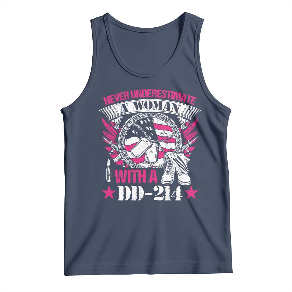 Female Veteran Tank Top Never Underestimate A Woman With DD214 US Military