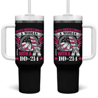Female Veteran Tumbler With Handle Never Underestimate A Woman With DD214 US Military