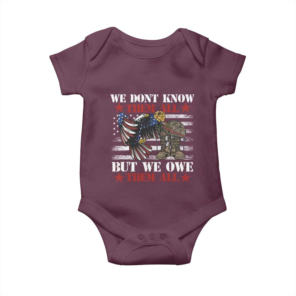 Patriotic Memorial Day Baby Onesie We Don't Know Them All But We Owe Them All