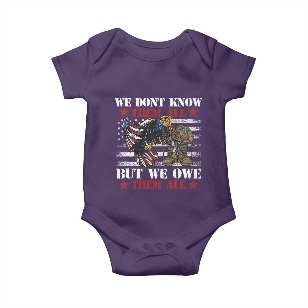 Patriotic Memorial Day Baby Onesie We Don't Know Them All But We Owe Them All