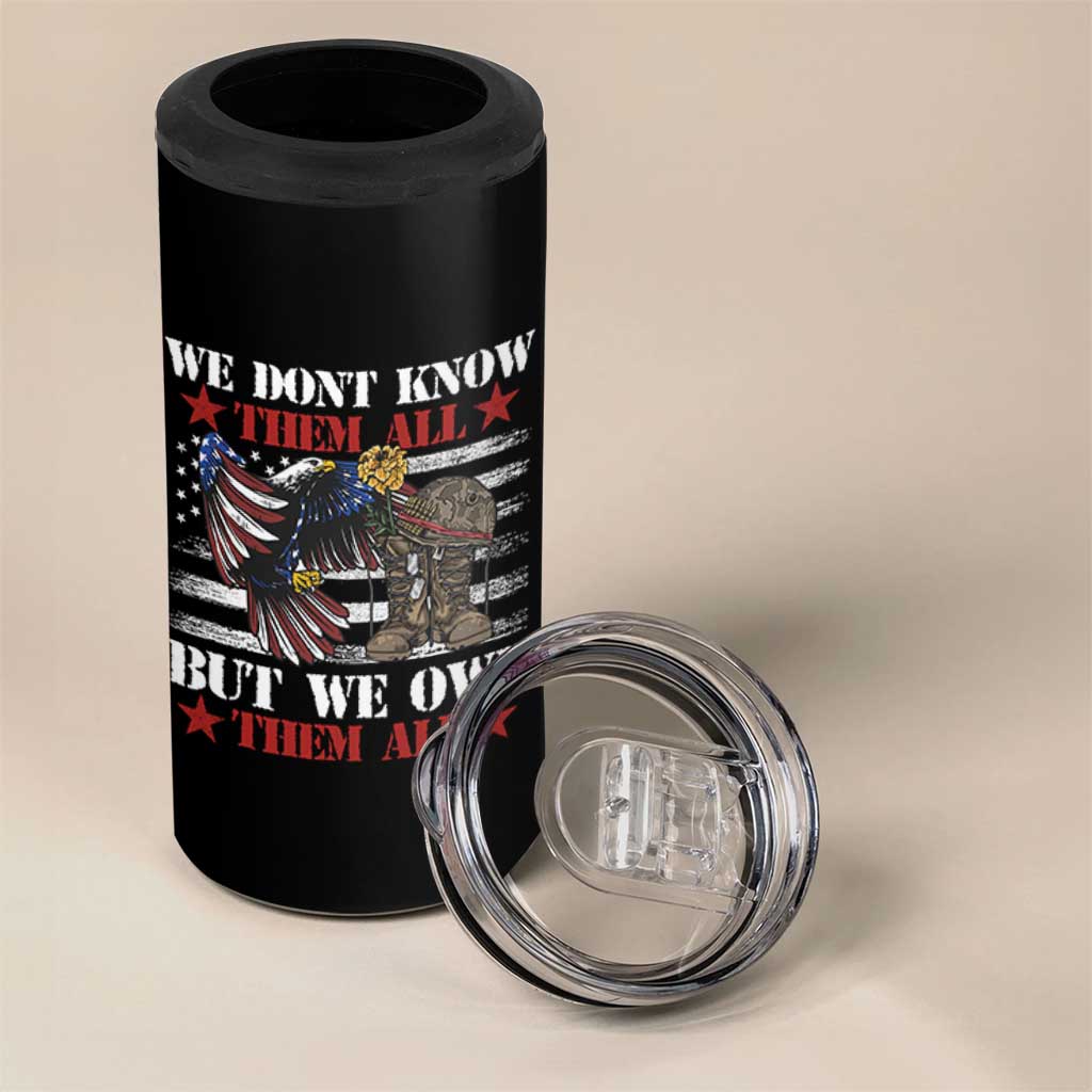 Patriotic Memorial Day 4 in 1 Can Cooler Tumbler We Don't Know Them All But We Owe Them All