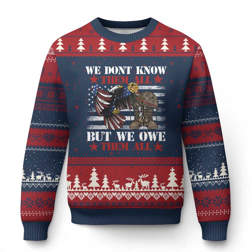 Patriotic Memorial Day Ugly Christmas Sweater We Don't Know Them All But We Owe Them All - Wonder Print Shop