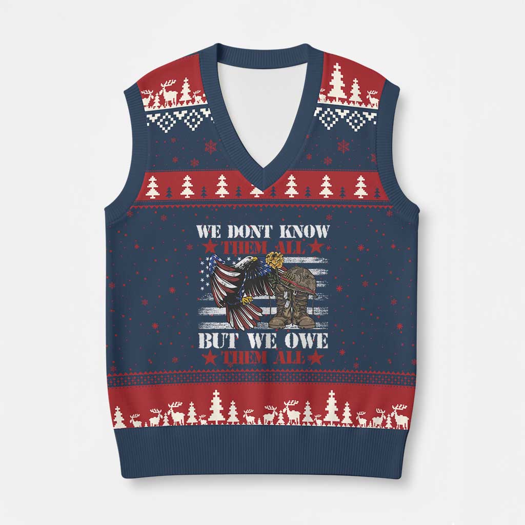 Patriotic Memorial Day V-Neck Knit Sweater Vest We Don't Know Them All But We Owe Them All - Wonder Print Shop