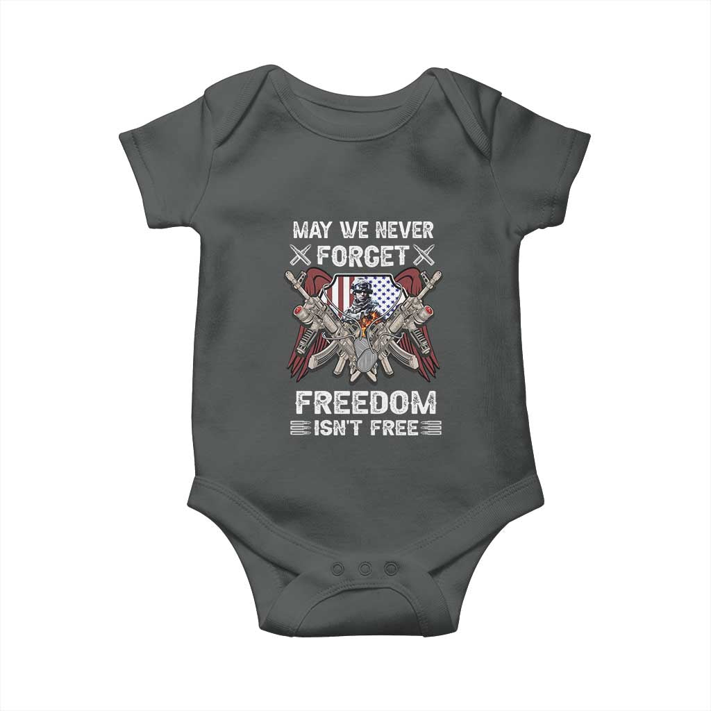 Patriotic Memorial Day Baby Onesie May We Never Forget Freedom Is Not Free