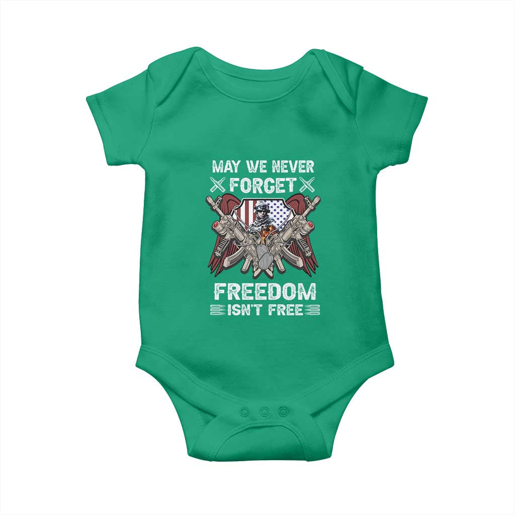 Patriotic Memorial Day Baby Onesie May We Never Forget Freedom Is Not Free