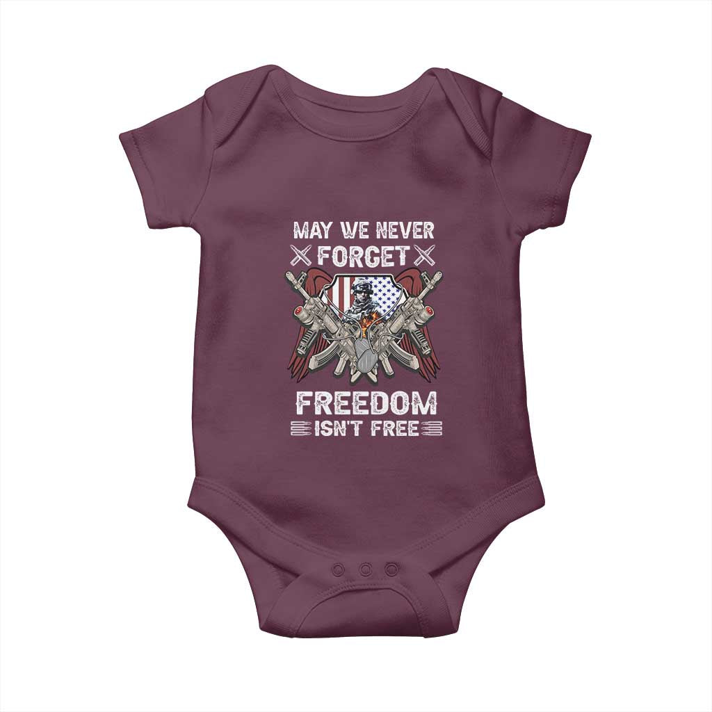 Patriotic Memorial Day Baby Onesie May We Never Forget Freedom Is Not Free