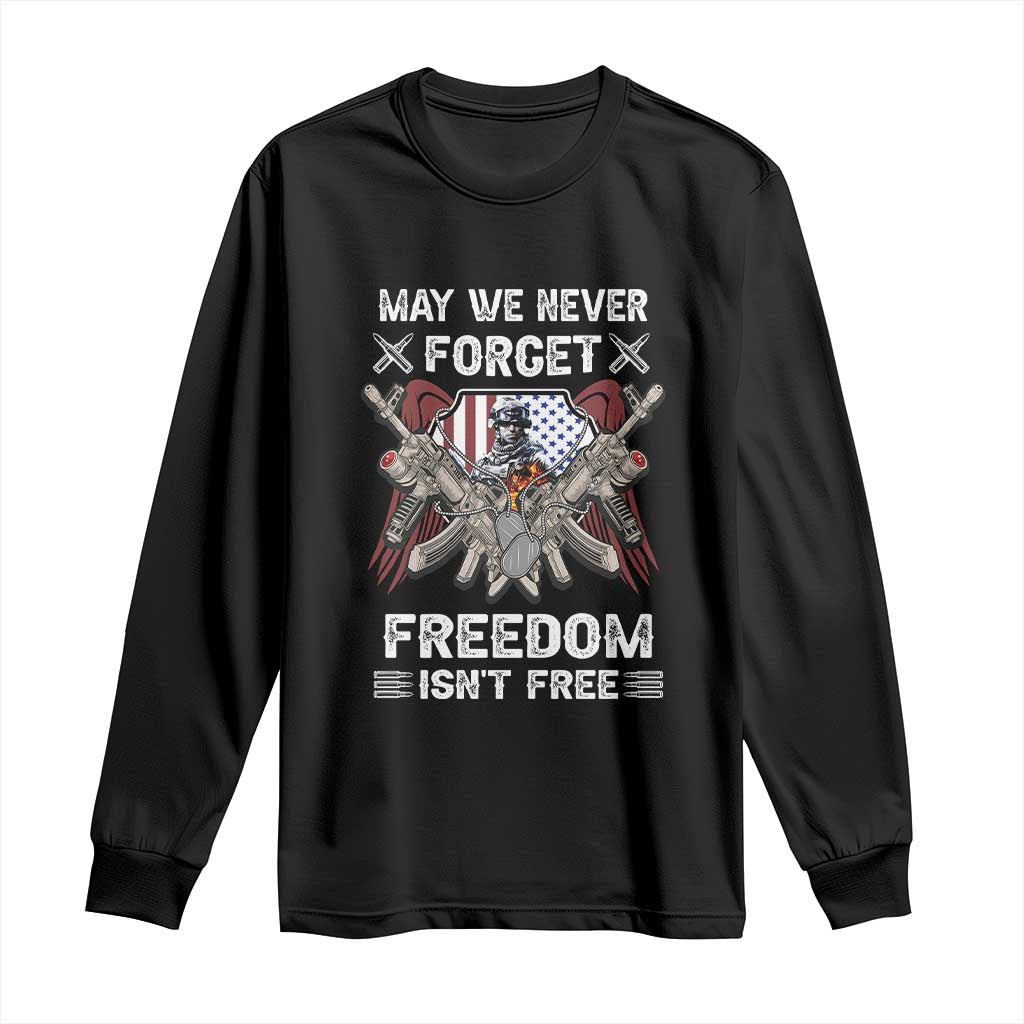 Patriotic Memorial Day Long Sleeve Shirt May We Never Forget Freedom Is Not Free