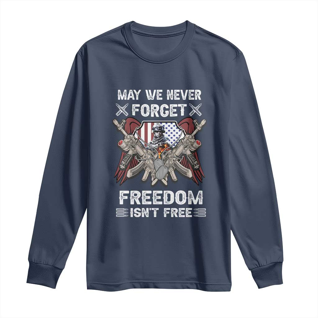 Patriotic Memorial Day Long Sleeve Shirt May We Never Forget Freedom Is Not Free