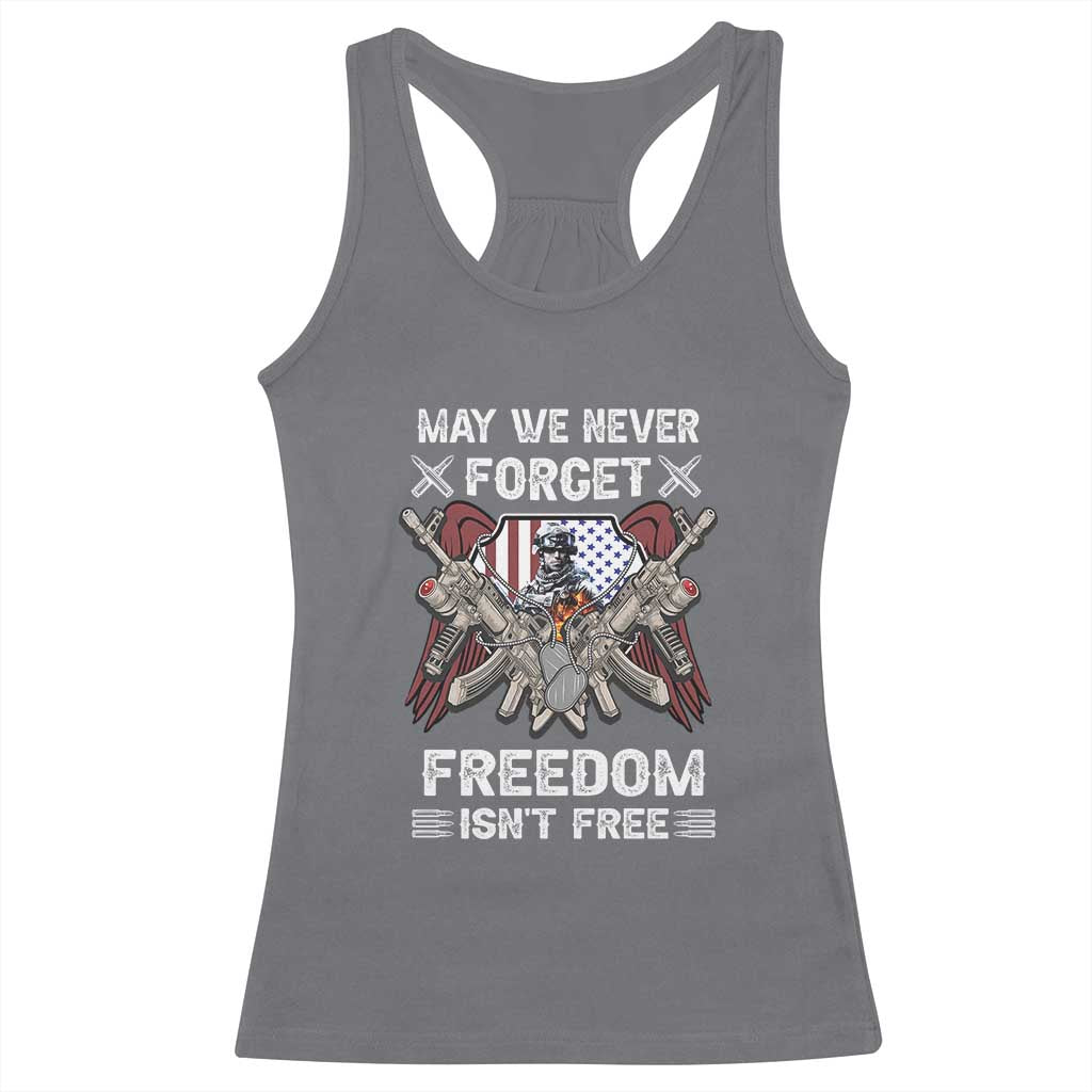 Patriotic Memorial Day Racerback Tank Top May We Never Forget Freedom Is Not Free