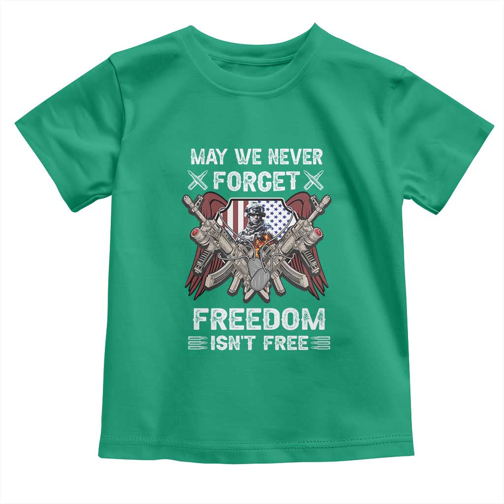 Patriotic Memorial Day Toddler T Shirt May We Never Forget Freedom Is Not Free