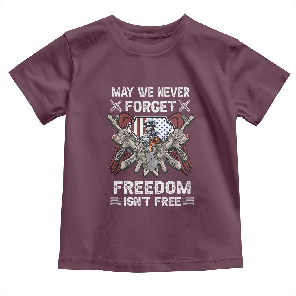 Patriotic Memorial Day Toddler T Shirt May We Never Forget Freedom Is Not Free
