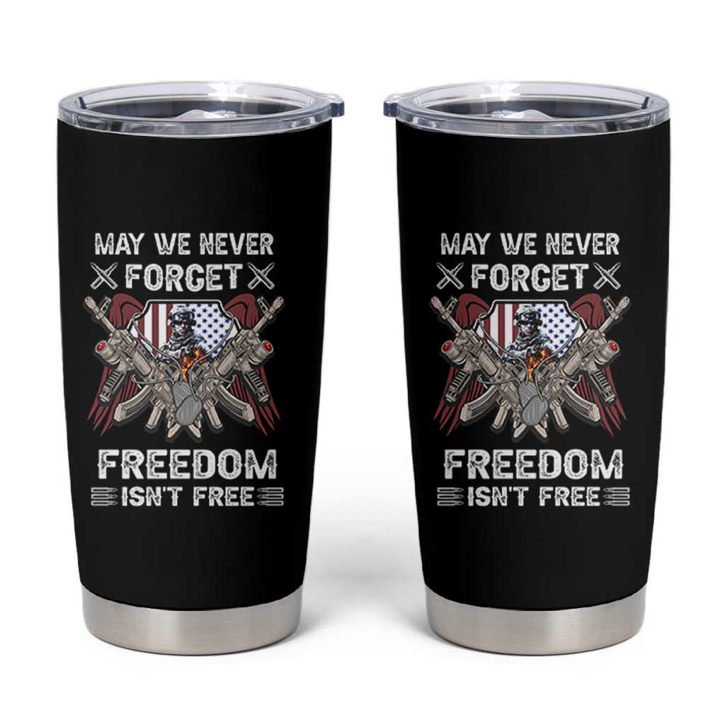 Patriotic Memorial Day Tumbler Cup May We Never Forget Freedom Is Not Free