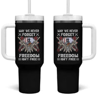 Patriotic Memorial Day Tumbler With Handle May We Never Forget Freedom Is Not Free