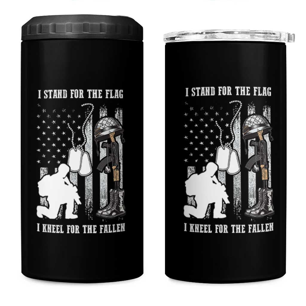 Patriotic Memorial Day 4 in 1 Can Cooler Tumbler We Stand For the Flag We Kneel For The Fallen US Patriots