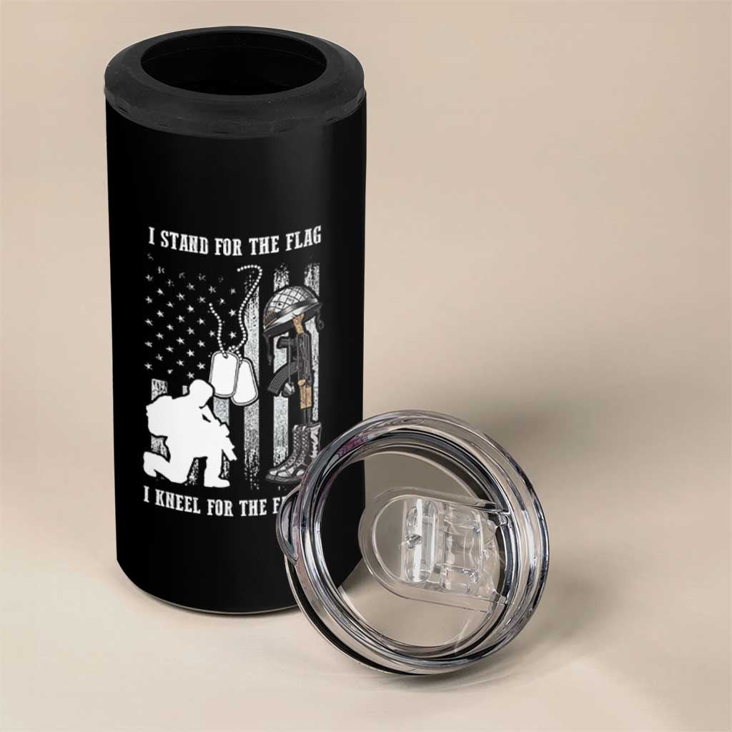 Patriotic Memorial Day 4 in 1 Can Cooler Tumbler We Stand For the Flag We Kneel For The Fallen US Patriots