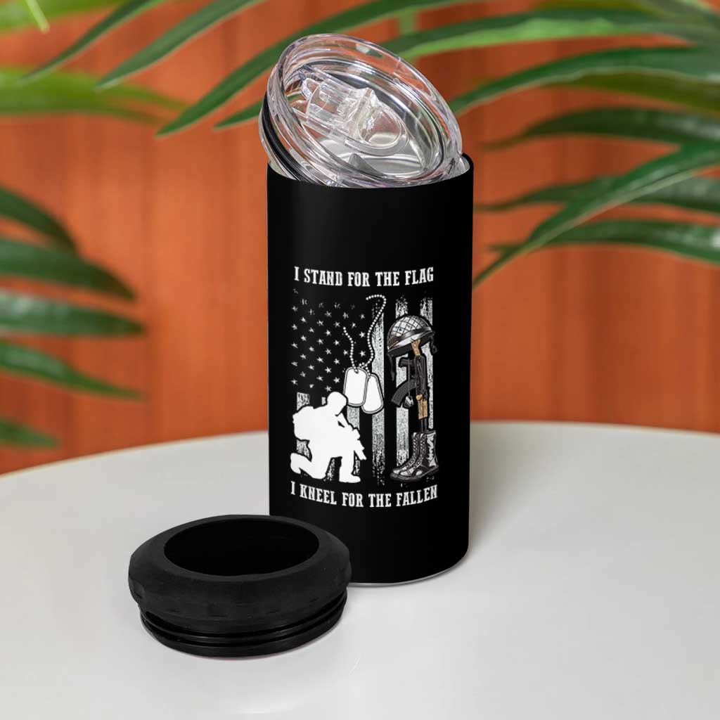 Patriotic Memorial Day 4 in 1 Can Cooler Tumbler We Stand For the Flag We Kneel For The Fallen US Patriots