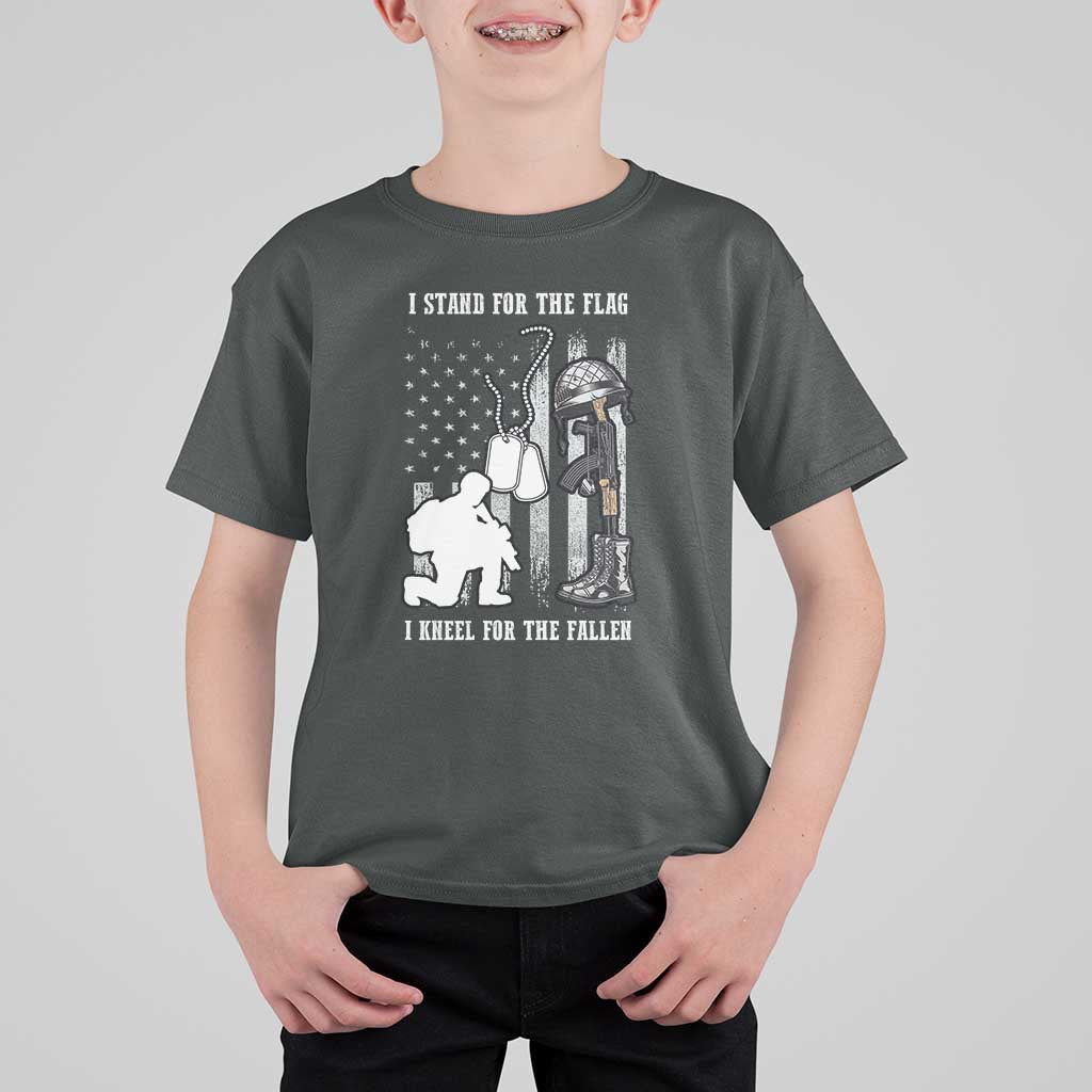 Patriotic Memorial Day T Shirt For Kid We Stand For the Flag We Kneel For The Fallen US Patriots